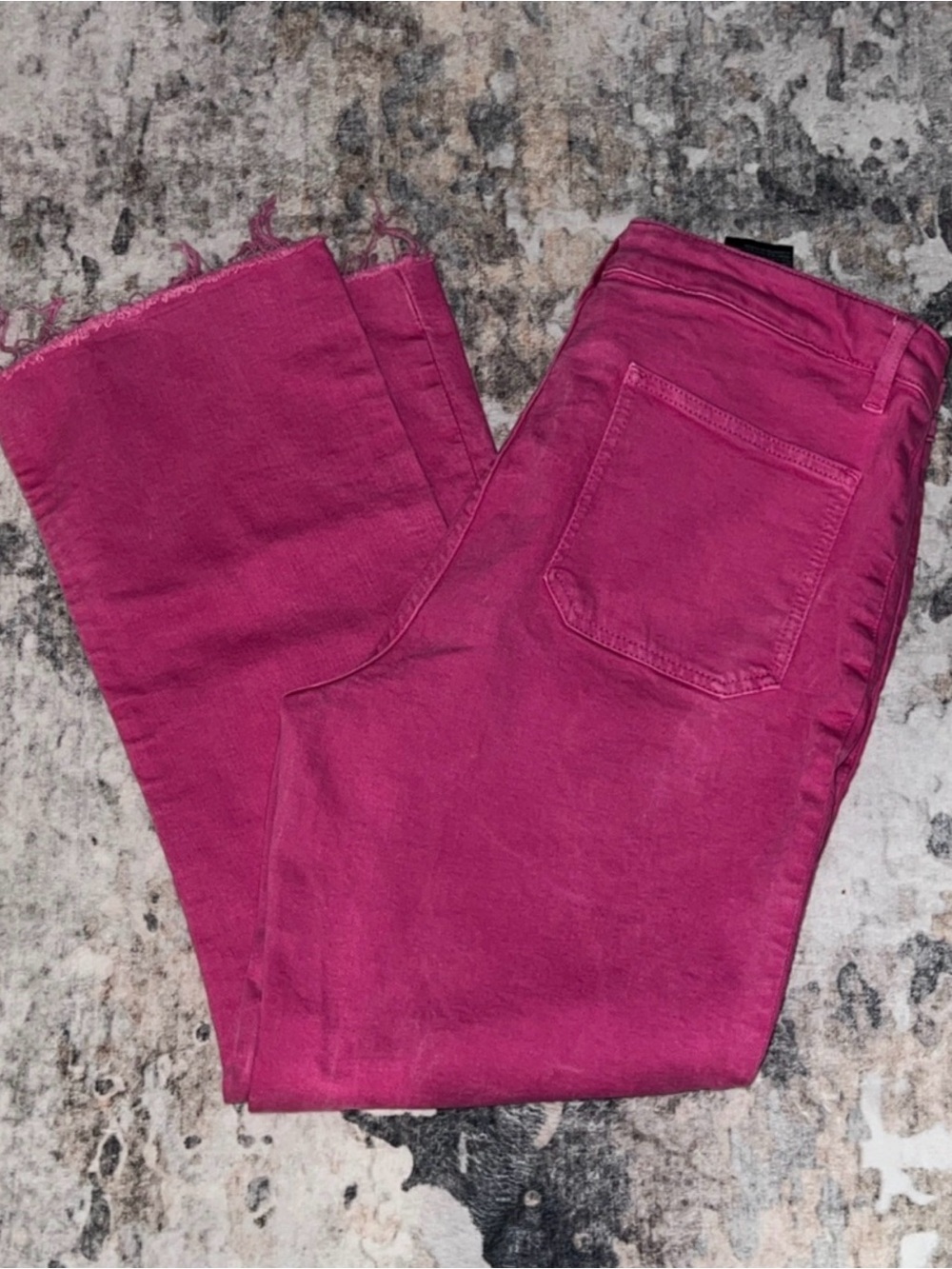 Zara Magenta Wide-Leg Frayed Hem Jeans